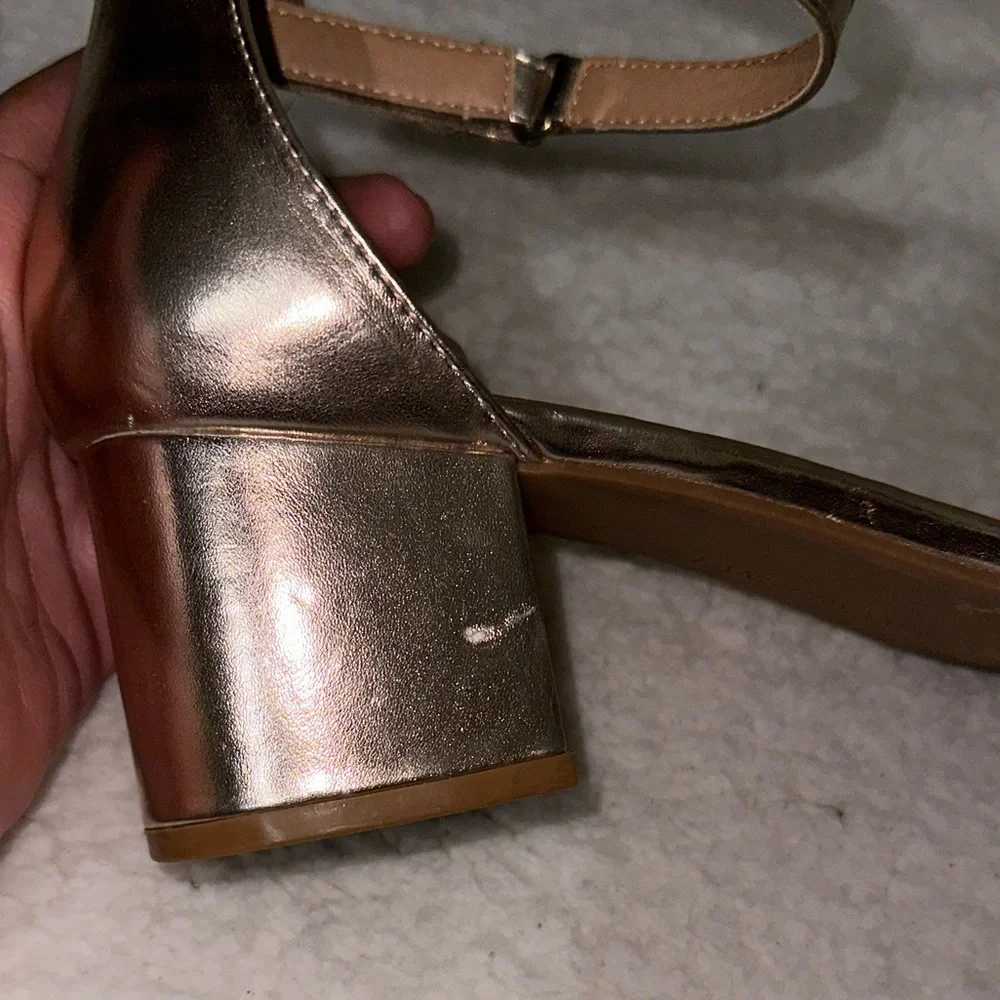 Lane Bryant Rose Gold Block Heel Ankle Strap Sandals Size 12W